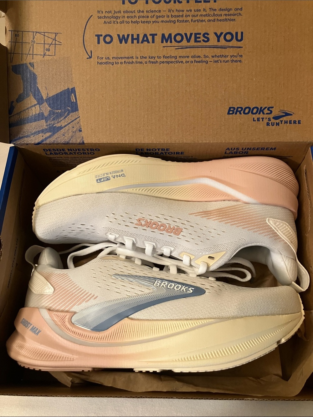 Brooks Women's Sneakers in Cream with Pink and Blue Accents